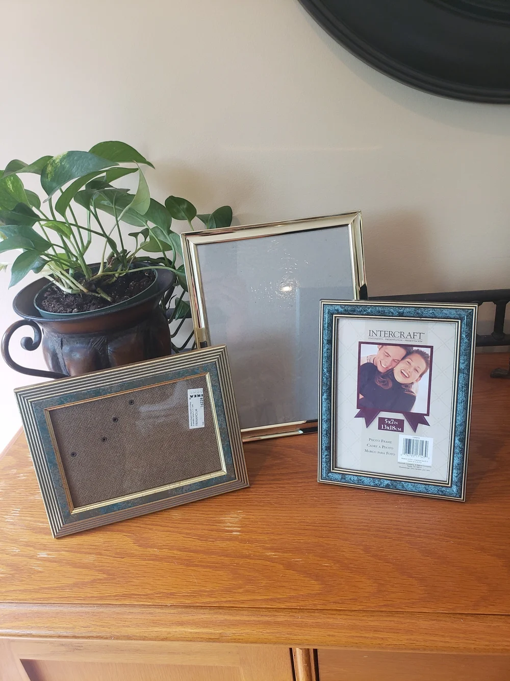 (3) Gold and Gold/Blues Decorative Picture Frames - 8x10 & 5x7s